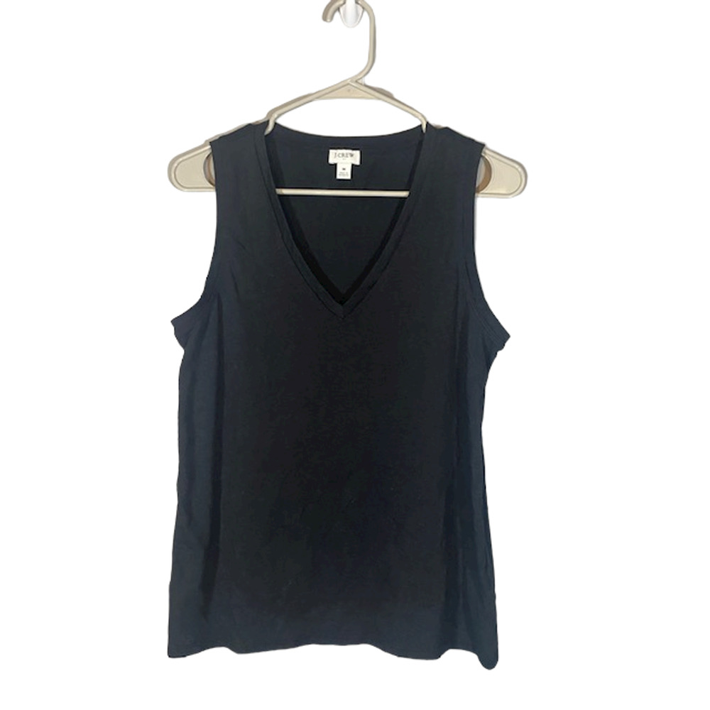 J. Crew Black V-Neck Tank Top Women Lightweight Casual Basic Sleeveless Top Sz M